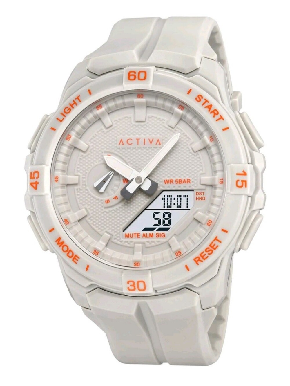 Ativa Men's White and Coral Sport Digital-Analog Watch